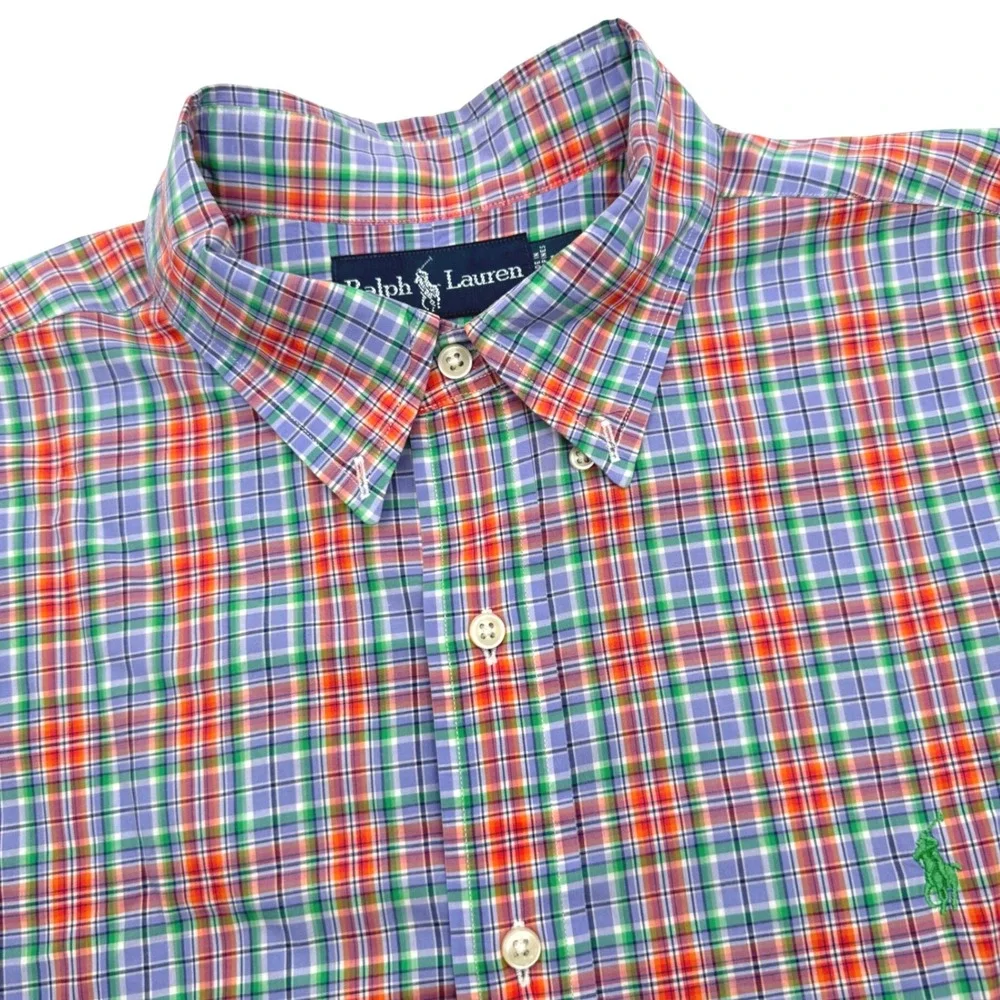 Polo Ralph Lauren Men XL Classic Fit Short Sleeve Plaid Button Down Multi Color